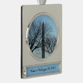 Washington Monument in Winter I Landschap Verzilverd Banner Ornament (Rechts)