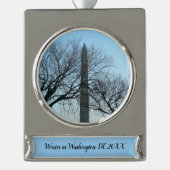 Washington Monument in Winter I Landschap Verzilverd Banner Ornament (Voorkant)