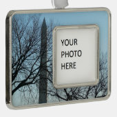 Washington Monument in Winter I Landschap Verzilverd Kader Ornament (Rechts)