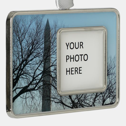Washington Monument in Winter I Landschap Verzilverd Kader Ornament (Rechts)
