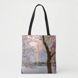Washington Monument met Kersenbloesem Draagtas