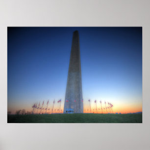 Washington Monument met Oranje soonsondergang Poster