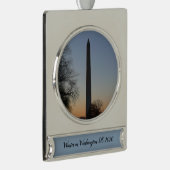 Washington Monument op Sunset Verzilverd Banner Ornament (Rechts)