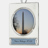 Washington Monument op Sunset Verzilverd Banner Ornament (Links)