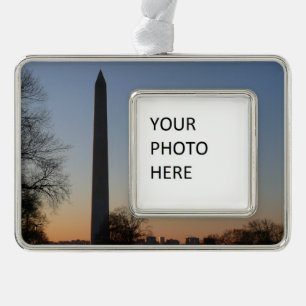 Washington Monument op Sunset Verzilverd Kader Ornament
