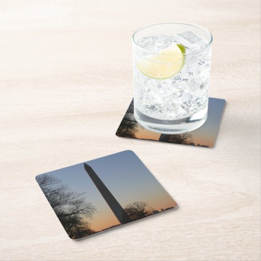 Washington Monument op Sunset Vierkante Kartonnen Onderzetter (Insitu)