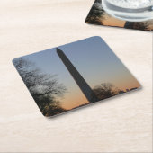 Washington Monument op Sunset Vierkante Kartonnen Onderzetter (Schuin)