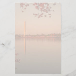 Washington Monument Sakura bij zonsondergang. Briefpapier