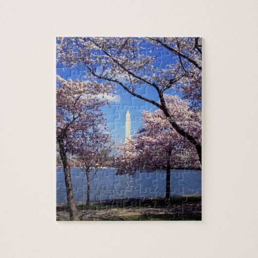 Washington Monument via Cherry Blossom Legpuzzel (Verticaal)