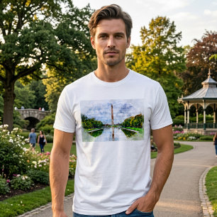 Washington Monument waterverf met reflectie T-shirt
