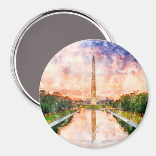 Washington Monument waterverf tijdens zonsondergan Magneet