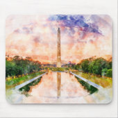 Washington Monument waterverf tijdens zonsondergan Muismat (Voorkant)