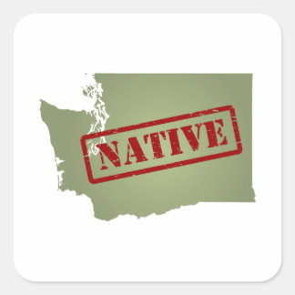 Washington Native met Washington Kaart Vierkante Sticker