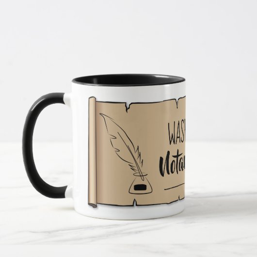 Washington Notarl Public Scroll Feather Quill Mok (Links)