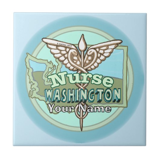 Washington Nurse Caduceus Tegeltje (Voorkant)