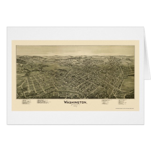 Washington, PA Panorama Kaart - 1897 (Voorkant Horizontaal)