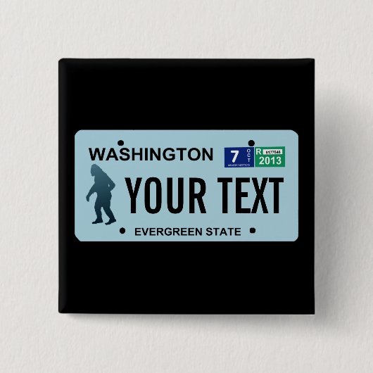 Washington Sasquatch License Bord Vierkante Button 5,1 Cm (Voorkant)