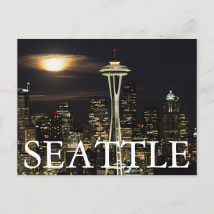 Washington, Seattle, Silhouet op een nacht van Ker Briefkaart