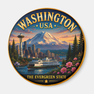 Washington Seattle Silhouette Ontsnapping 🟡 Magneet