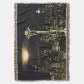 Washington, Seattle, Skyline 's nachts van Kerry 2 Deken (Voorkant Verticaal)