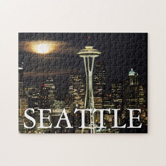 Washington, Seattle, Skyline 's nachts van Kerry 2 Legpuzzel (Horizontaal)