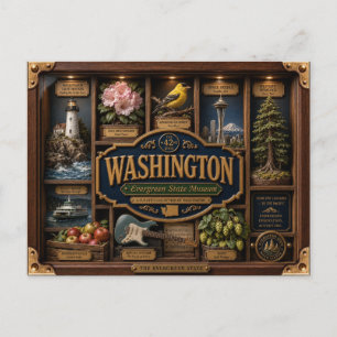 Washington Shadow Box 3D Figuur Staat Briefkaart