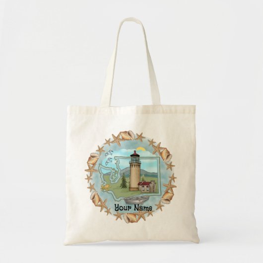 Washington Shells Vuurtoren Tote Bag (Voorkant)