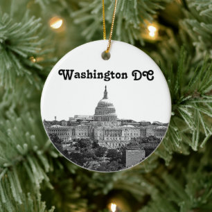 Washington Skyline Gegraveerd Keramisch Ornament