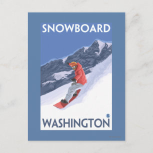Washington Snowboarding Vintage Travel Poster Briefkaart