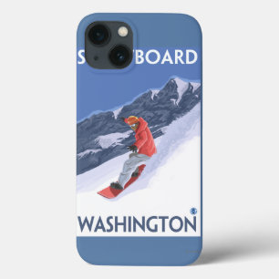 Washington Snowboarding Vintage Travel Poster iPhone 13 Hoesje
