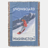 Washington Snowboarding Vintage Travel Poster Deken (Voorkant Verticaal)