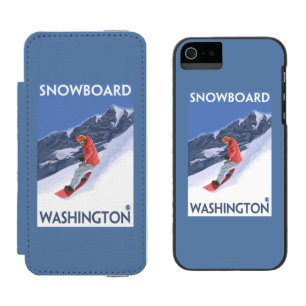 Washington Snowboarding Vintage Travel Poster