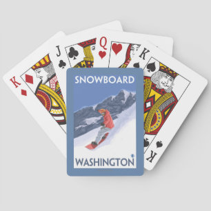 Washington Snowboarding Vintage Travel Poster Speelkaarten