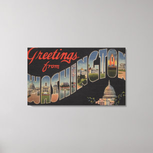 Washington (staat) - Grote letterscènes Canvas Afdruk