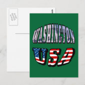 Washington State Afbeelding en de Amerikaanse vlag Briefkaart (Voorkant / Achterkant)