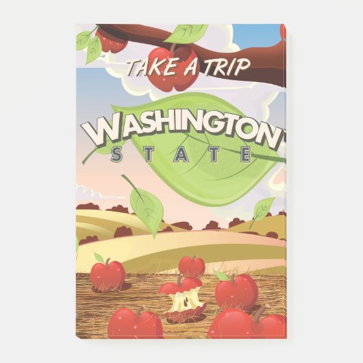 Washington State Appelboom Reisposter Cartoon. Post-it® Notes (Voorkant)