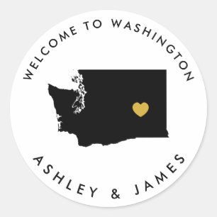 Washington State bruiloft Welkom Sticker Label,