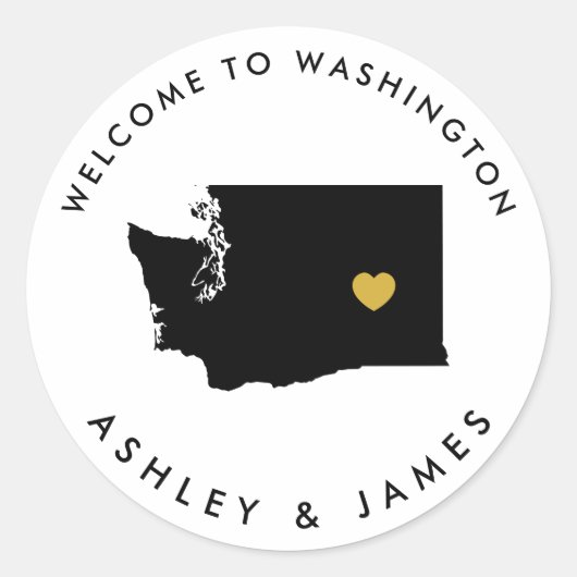 Washington State bruiloft Welkom Sticker Label, (Voorkant)