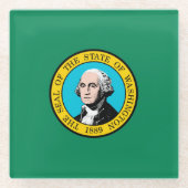 Washington State Flag Design Decor Glazen Onderzetter (Voorkant)