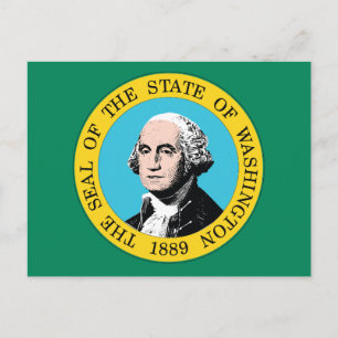 Washington State Flag Groene Achtergrond Portret 1 Briefkaart