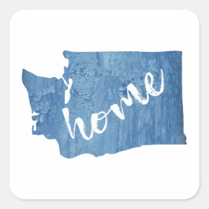 Washington State Home Houtnerf Vierkante Sticker