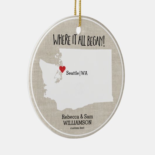 Washington State Love Custom Map New Couple Keramisch Ornament (Rechts)