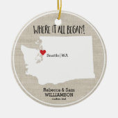 Washington State Love Custom Map New Couple Keramisch Ornament (Voorkant)