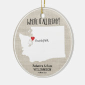 Washington State Love Custom Map New Couple Keramisch Ornament (Links)