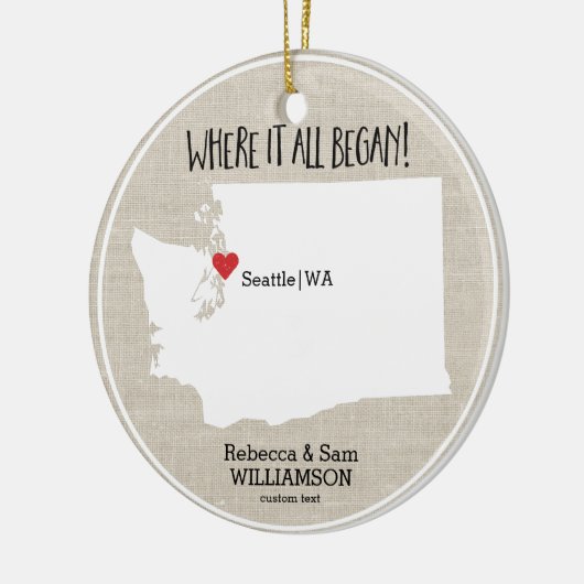 Washington State Love Custom Map New Couple Keramisch Ornament (Links)