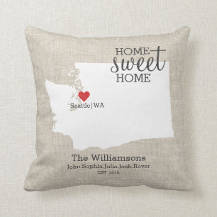 Washington State Love Home Sweet Home Custom Map Kussen