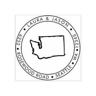 Washington State Map Address Wood Rubberstempel