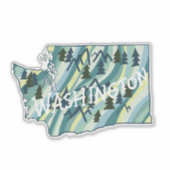 Washington State MAP Colour Pencil Art Sticker (Voorkant)