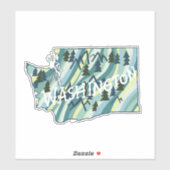 Washington State MAP Colour Pencil Art Sticker (Vel)