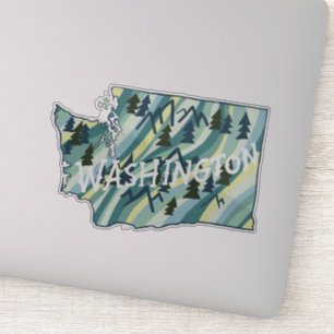 Washington State MAP Colour Pencil Art Sticker